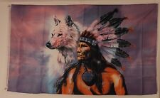 Fahne / Flagge 150x90cm INDIANER mit Wolf
