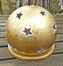 Windlicht Sternkugel + Teller, Terracotta, Gold, groß, 16 x 14 nur 1 x benutzt