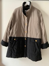 Elégance Paris Damen Stepp Jacke Mantel Schwarz Beige Gr. 36 (38 - 40) Wattiert