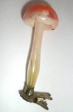 Alter Christbaumschmuck Pilz Fliegenpilz groß matt auf Clips mundgeblasen