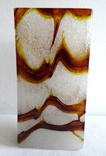 70er schaumglas bernstein vase - schaumglas,