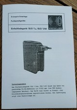 Erzeugnis Unterlagen Funksprechgeräte ULG 1o.ULG 1/60 DDR NVA