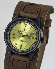 Cavadini Herrenuhr  JAPANISCHES AUTOMATIKWERK TAG-DATUM 2018, Lederband braun