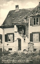 Ak* Mühlhausen-Dornach b.Gefecht v.franz.Artillerie zersch.Häuser (AB)20593