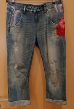 Desigual ausgefallene Jeans mit Stickerei Used-Look Jeansgröße 28
