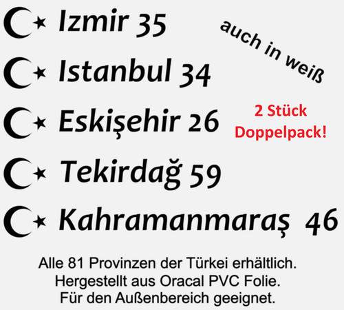 Türkei stadt aufkleber - 2x,