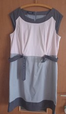 Damenkleid Gr. 46 rosa/grau inkl. Gürtel Taifun ärmellos RV hinten + Unterrock