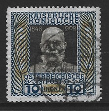 ÖSTERREICH KAISERREICH 1908 - 10 Kronen Höchstwert (ANK 156) - TOP Stück
