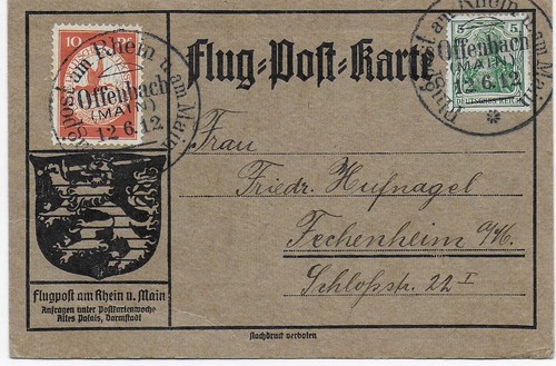1912 flug post karte - dr, 12.6.1912: