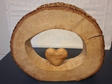 Baumscheibe, Holzscheibe, Eiche+Herz 3, Handarbeit, freistehend, H:29cm, B:38 cm