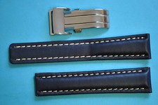 Uhrenarmband passend für Breitling Faltschließe 20, 22mm blau, schwarz / 25