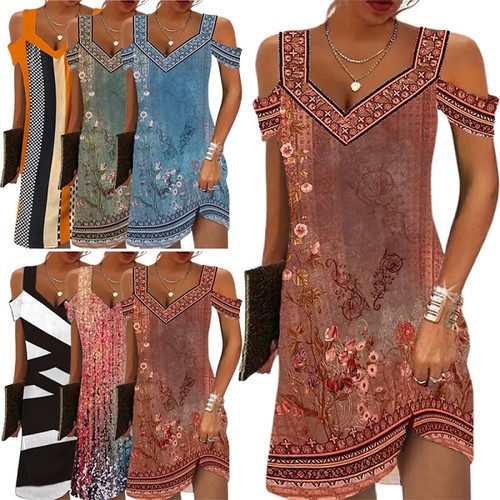 Damen retro druck - damen, kleid