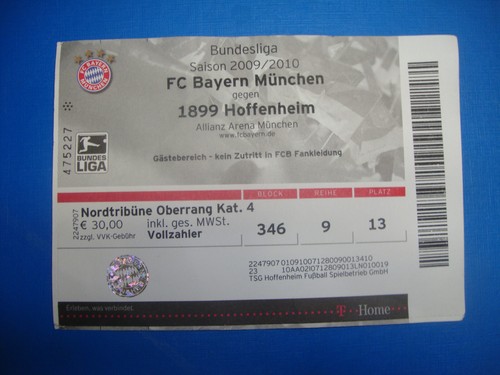 Ticket fc bayern - 09/10,