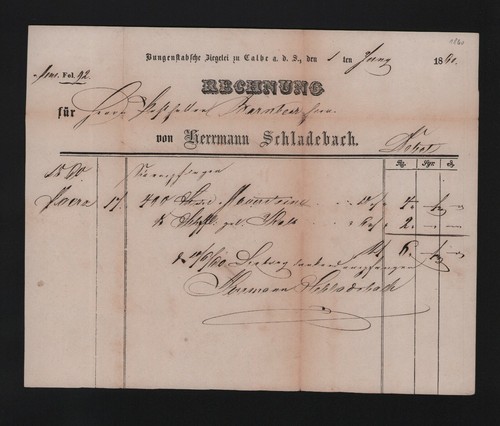 Calbe saale rechnung - rechnung, 1890