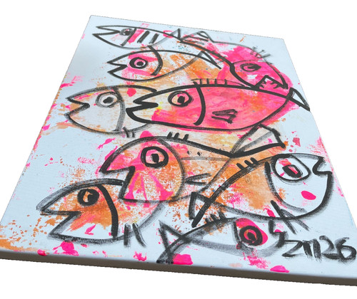 Fische bunt acrylbild gemälde - fische,