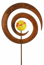 Gartenstecker Kreisel Glaskugel Metall Rost rostige Gartendeko Edelrost