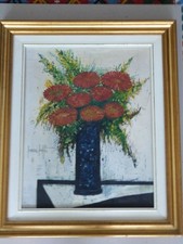 Ölbild Rote Blumen (Nach ) Bernard Buffet 1928-1999