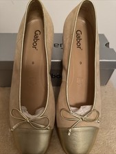 Gabor Ballerina Gr 43 Neu Gold Wildleder / Leder