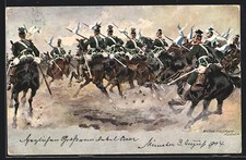 Künstler-AK Anton Hoffmann - München: Soldaten in Uniform zu Pferd 1904 