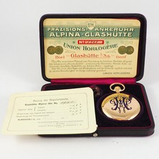 ALPINA Ankerchronometer Taschenuhr in 14ct Roségold - Box & Papers  & Gangschein