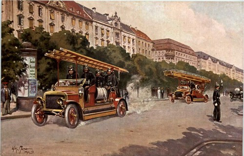 Feuerwehr künstler ak - feuerwehr,