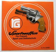 Werbe-Aufkleber rG Röhm Sportwaffen Revolver Schreckschuss Pistole RG84 80er