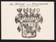 Bülow Dennewitz Wappen coat of arms Kupferstich Genealogie Heraldik 1820