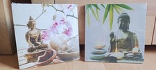 Zwei wunderschöne Buddha-Bilder auf Leinwand – 25 x 25 cm