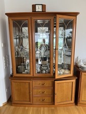Vitrine Buffetschrank Glas/Holz Kirschbaumfarbe Massivholz Klassisch Italienisch