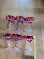 6 schöne farbige Vintage Überfang Glaeser/Römer Sekt-/Champagnerschalen,