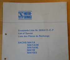 Ersatzteileliste 1974 SACHS