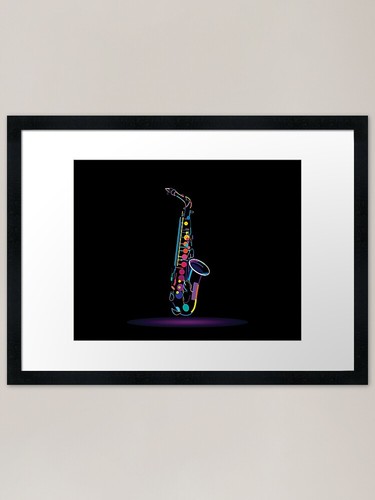 Gerahmter kunstdruck saxophon - gerahmter,