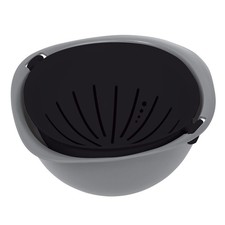 Küche Lebensmittel Salat 2 in 1 Schwenkbar Waschen Sieb & Servieren Rührschüssel Set Schwarz &