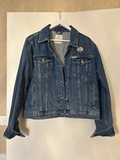 Cross Jeans Jeansjacke Damen Blau mit Rose und Tiger Customized Unikat Gr. L Neu