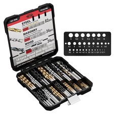 TopsTools 151 Stck. 1 mm-10 mm Stahl Mauerwerk Holz Kunststoff Bohrer Bits Aufbewahrungsbox Set
