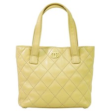 CHANEL CC Wild Stitch Leder Tasche Handtasche Beige Gold