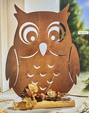 XXL Dekofigur Eule NEU aus Metall in rost - braun für den Herbst 43 cm gross