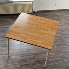 ღ Tisch groß Buche Natur-Farbe Stahl Weiß stabil robust