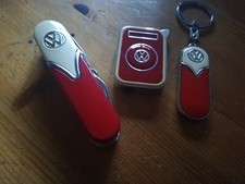 Polyflame VW Bulli Taschenmesser Feuerzeug Schlüsselanhänger neuwertig rot beige
