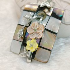 natur schwarz Muschel Perlmutter Blume Anhänger für Halskette Halsband
