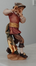 Holzfigur Flötenspieler  23 cm holz geschnitzt bemalt sehr schön