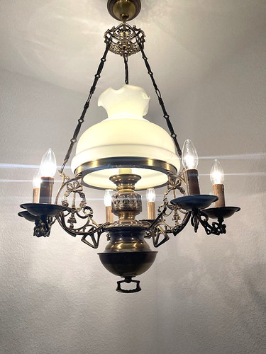 Hanging lamp glass - lamp, brass