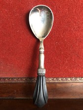 Sahnelöffel klein 826 Silber Jugendstil Dänemark 1924 CFH Holzgriff schwarz 
