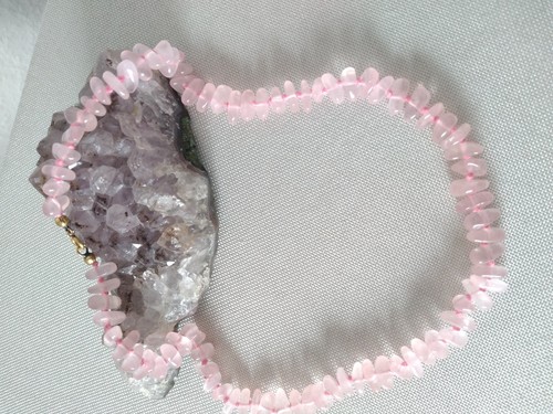 Rosenquarz kette einzelknotung - kette,