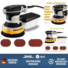 Exzenterschleifer 125mm 300W mit Absaugung Holz Schleifmaschine 6 Geschwindig...