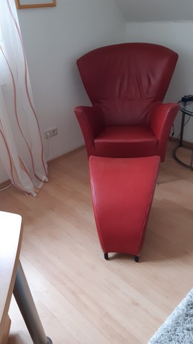 Sessel mit hocker leder - ,