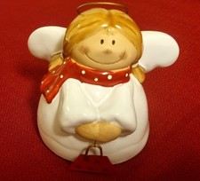 Weihnachtsengel Keramik Weiß/Rot