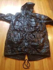 H&M Parka in Knitterlook (gebraucht, schwarz, Gr. 44 Oversize) Glanz 