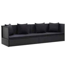 Gartensofa Poly Rattan Schwarz