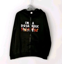 Damen Kapuzenjacke Sweat Hoodie Hunde Dogaholic Gr. 38/40 schwarz weiß *NEU*